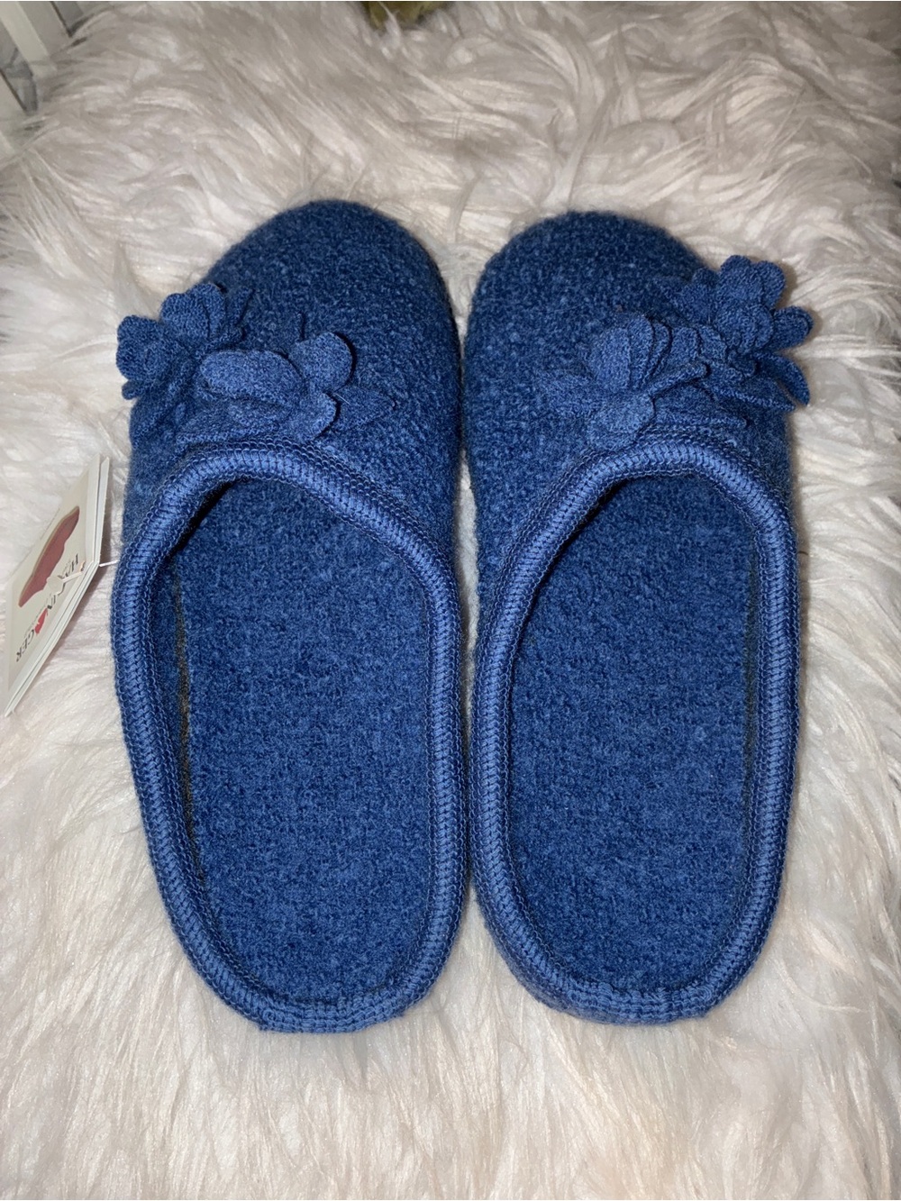 NWT Haflinger Charisma Boiled Wool Flower Slippers Cobolt Blue Sz 40 or Sz 9 - Picture 5 of 8